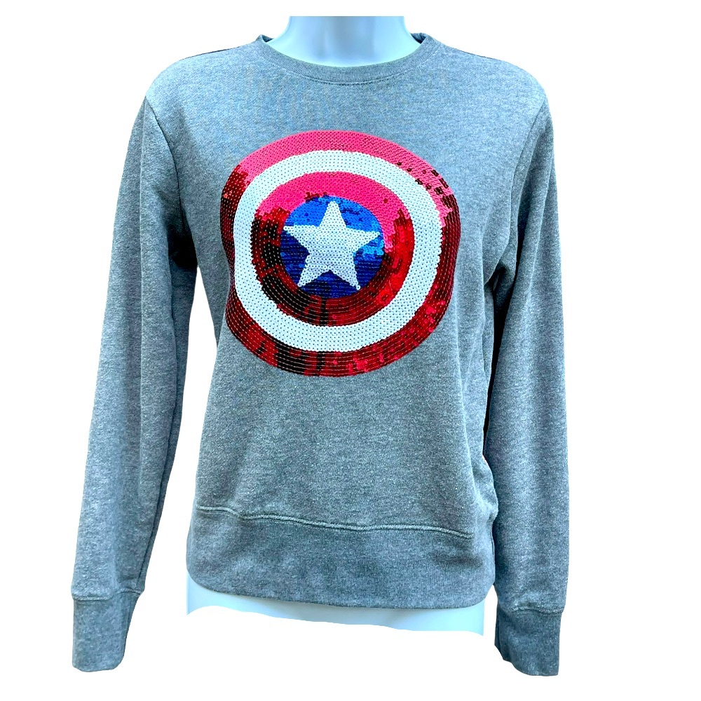 Disney Parks Authentic Original Marvel Captain America Sequined Sweatshirt